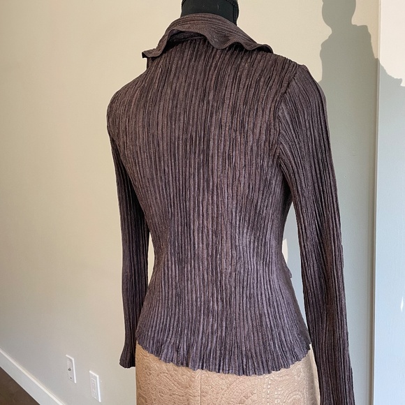 Jacket Tank Set Chocolate Ruffle Glam Crinkle Pleat - Picture 7 of 10